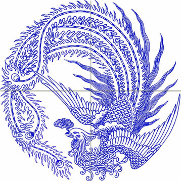 Tile Mural Chinese Patterns bird phoenix Backsplash 6" Marble