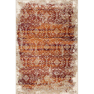 Heritage Anna Distressed Moroccan Area Rug, Ivory/Rust, 3'3 X 4'11