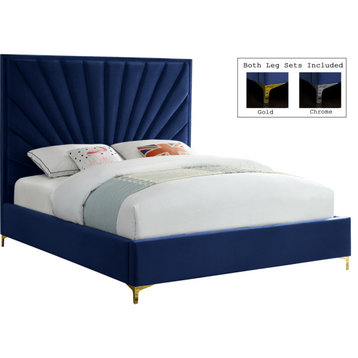 Eclipse Velvet Bed, Navy, King