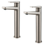 Kraus USA - Kraus Indy Vessel Bathroom Faucet, Spot Free Stainless Steel, Set of 2 - With a streamlined contemporary silhouette, the Indy faucet blends beautifully into any style of bathroom decor. The highly functional design features a slim single lever handle, premium components including a water-saving aerator and leak-free ceramic cartridge, and pre-attached water lines for easy installation.