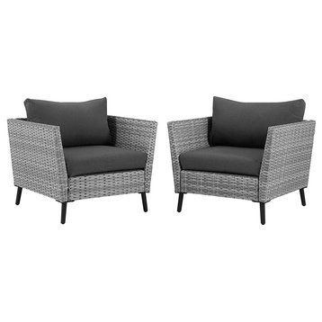 Richland Outdoor Wicker Armchairs, Gray, Set of 2