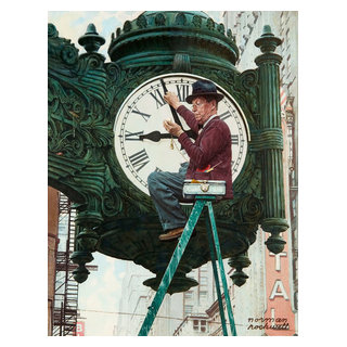 Clock Repairman Painting Print on Canvas by Norman Rockwell - Contemporary  - Prints And Posters - by Marmont Hill
