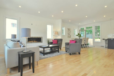 Living room - modern living room idea in Boston