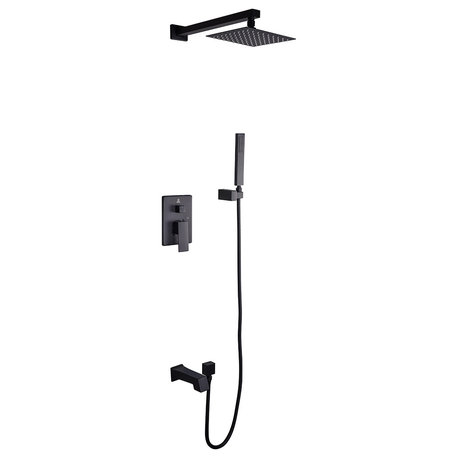 Monte Celo Stainless Steel Square Shower Set, Matte Black