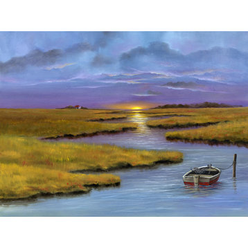 "The Marshes" Canvas Painting by H. Hargrove, 16"x12"