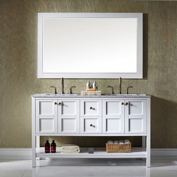 Florence 60 in. W x 22 in. D x 35 in. H Vanity in White with Marble Vanity Top i