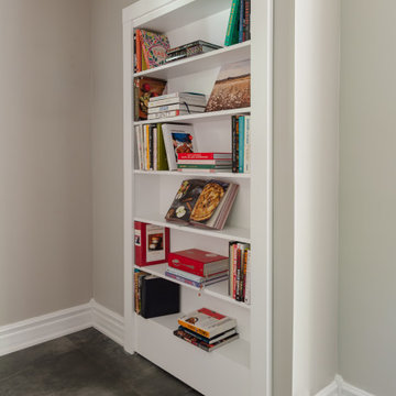 Hidden Bookcase Door | Custom Built-In Bookshelf in BM Chantilly Lace — Hillsbur