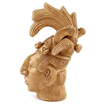 Maya King of Palenque in Golden Brown Ceramic Statuette