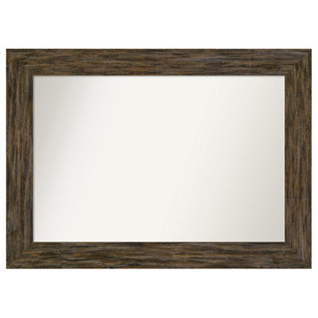 Fencepost Brown Non-Beveled Wood Bathroom Mirror 43x31"