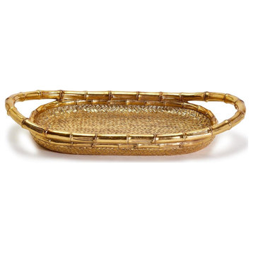 Two's Company Golden Faux Bamboo All-Purpose Tray