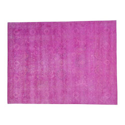 100 PERCENT WOOL OVERDYED PINK OUSHAK HANDMADE ORIENTAL RUG - Area Rugs