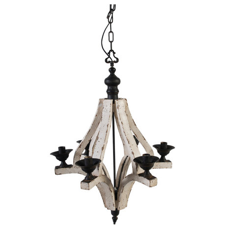 Harper Chandelier, White Wash and Black