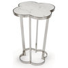 Lansbury Hollywood Marble Top Silver Metal Clover End Table
