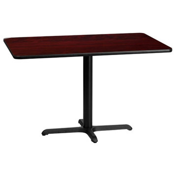 Pemberly Row 30" x 48" Restarant Dining Table in Black and Mahogany