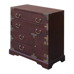 Oriental Asian Metal Hardware Chest of Drawers Cabinet - Accent Chests And Cabinets
