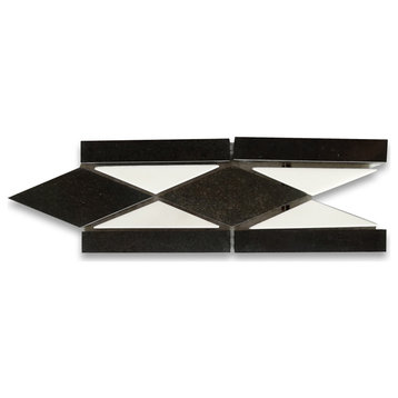 Marble Mosaic Border Listello Accent Tile Classic Nero 3x7.9 Polished, 1 piece
