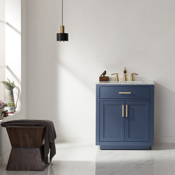 Ivy Bathroom Vanity Cabinet, Royal Blue, 30", No Mirror