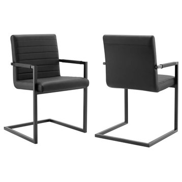 Savoy Vegan Leather Dining Chairs - Set of 2 EEI-4522-BLK