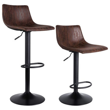 Bar Stools Set of 2 - 360° Swivel Barstool Chairs with Back, Adjustable Height