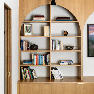 Built-in arched shelving unit — 90s Fixer, Reno interior design by Find Design