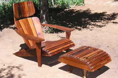 Adirondack Chair Lounger and Ottoman made from Reclaimed Mixed Harvest Redwood