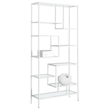 Monarch Contemporary Modern Bookshelf With White Finish Clear I 7159