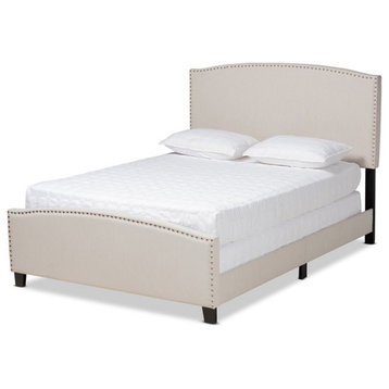 Baxton Studio Morgan King Size Beige Upholstered Panel Bed