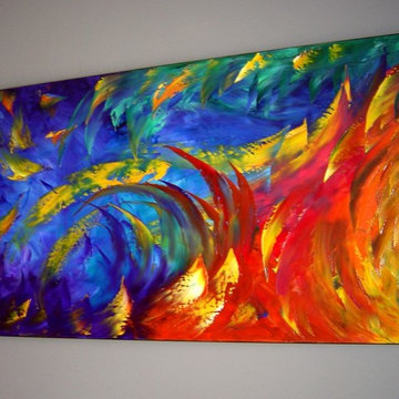 Oil Painting on Canvas 48x24 Huge Original Abstract Modern Fine Art