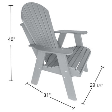 Phat Tommy Fire Pit Chair - Poly Adirondack Chair, Outdoor Patio Chair, Gray