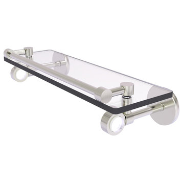 Clearview 16" Glass Shelf with Gallery Rail, Satin Nickel