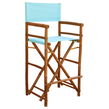 Bamboo High Director Chair, Set of 2, Aqua
