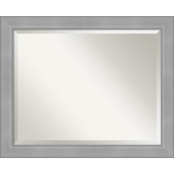 Vista Brushed Nickel Beveled Bathroom Wall Mirror - 32.25 x 26.25 in.