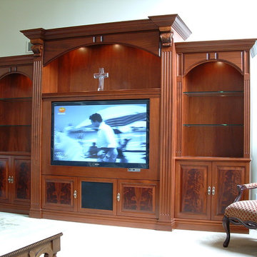Custom Built-in Hardwood Entertainment Centers