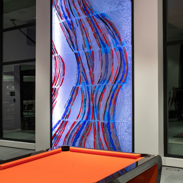 Unique glass mural artistic project with LED lights