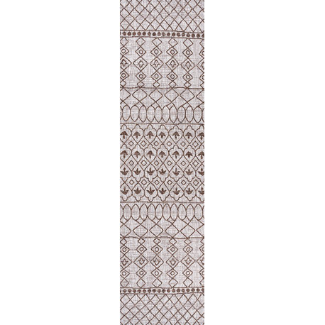 Kafel Tribal Bohemian Indoor/Outdoor Beige/Brown 2'x 8' Runner Rug