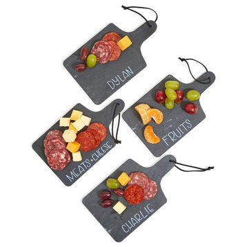 Two's Company S/4 Natural Slate Personal Serving Charcuterie Boards w/ Chalk Pen