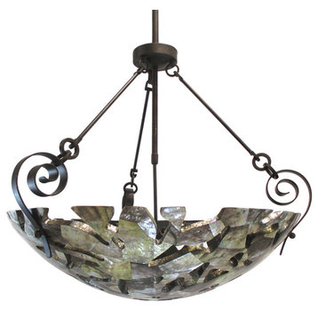 Kalco Sienna Bronze 6 Light Large Shell Chandelier/Pendant With Cutouts