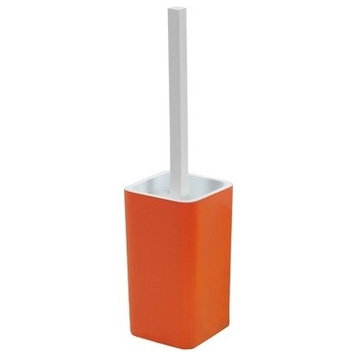 Contemporary Square Toilet Brush Holder, Orange
