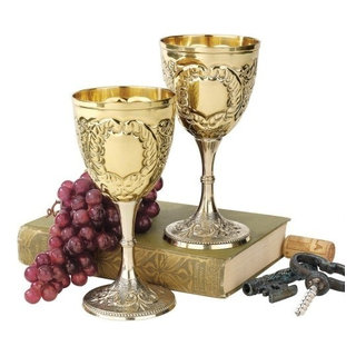 6.5" Medieval Knights Royal Chalice Brass Wine Goblet Cup - Set of 2 -  Traditional - Wine Glasses - by XoticBrands Home Decor | Houzz