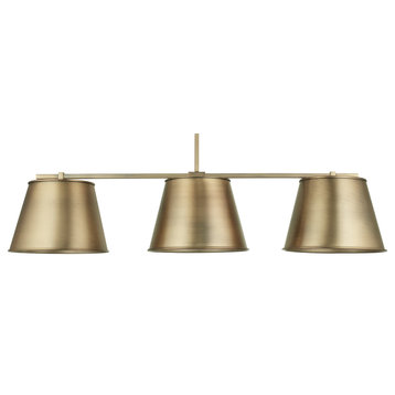 Capital Lighting 837831 3 Light 44"W Linear Chandelier - Aged Brass