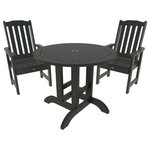 Highwood USA - Lehigh 3-Piece Round Dining Set, Black - 100% Made in the USA - backed by US warranty and support