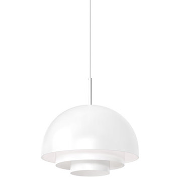 Modern Tiers Dome LED Pendant, Satin White, 12"