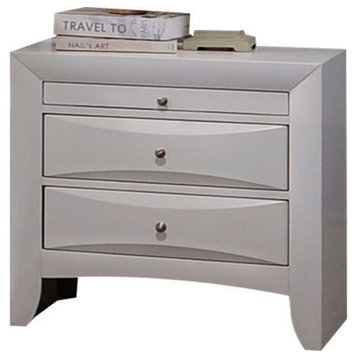 Bowery Hill 2 Drawers Wood Nightstand w/ Side Metal Glide in White