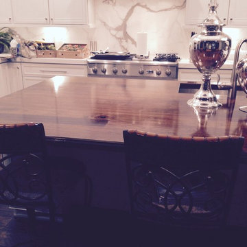 High-gloss Walnut Island Top by DeVos Customer Woodworking