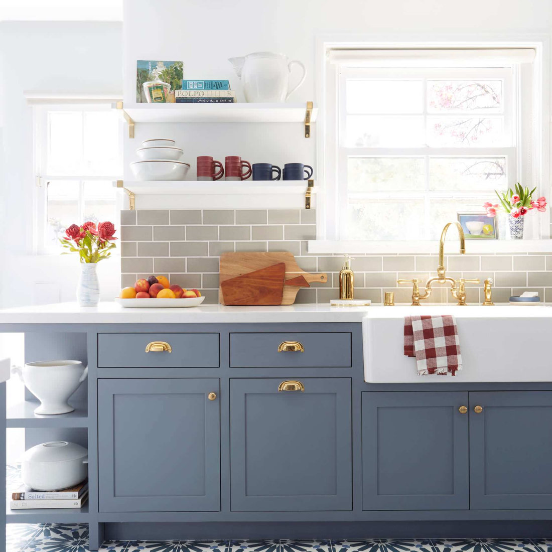 Classic 3x6 Kitchen Backsplash in Blue Spruce