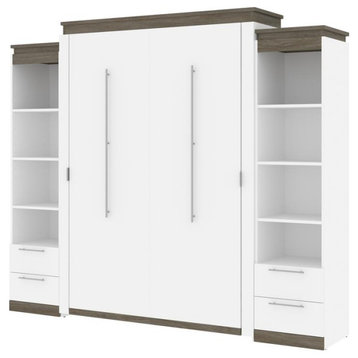 Orion  104W Queen Murphy Bed And 2 Narrow Shelving Units With Drawers (105W)...