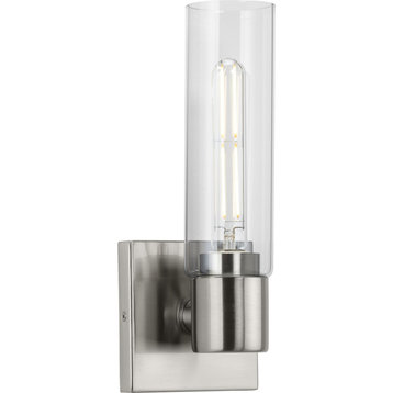 Clarion 1-Light Brushed Nickel Clear Glass Modern Wall Light