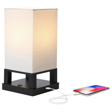 Brightech Maxwell Table, Nightstand, Desk & Table Lamp, Classic Black