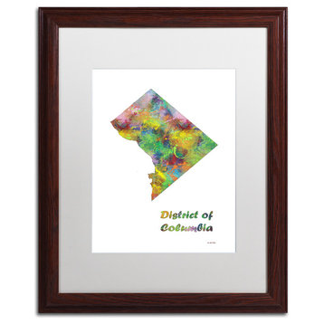 Watson 'District of Columbia State Map-1' Art, Wood Frame, 16"x20", White Matte