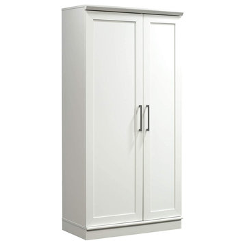 Classic Storage Cabinet, 2 Doors With Adjustable Shelves and Fixed Shelf, White